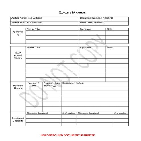 ISO 15189:2007 Quality Manual