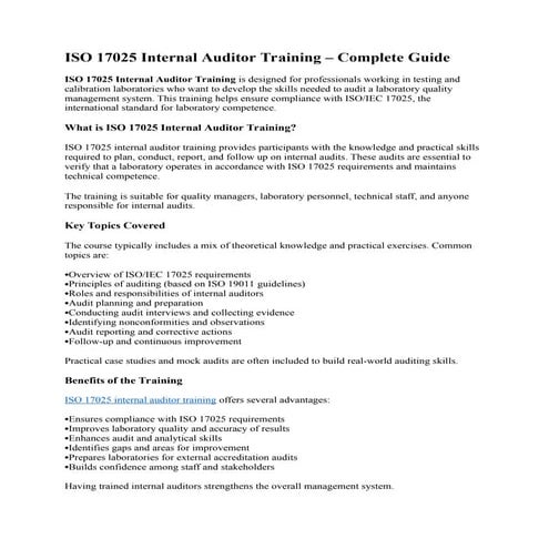 formación de auditor interno ISO 17025 Enhancing Laboratory Quality ...