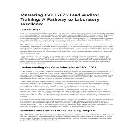 ISO 17025 Lead Auditor Training in Australia | PDF