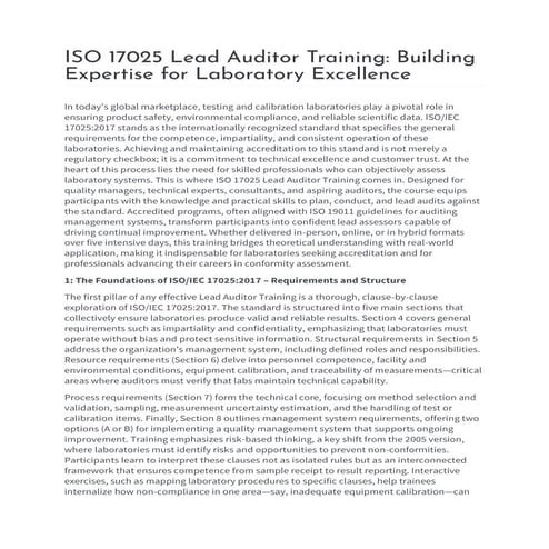 ISO 17025 Lead Auditor Training in Australia | PDF