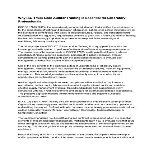 iso 17025 lead auditor training iso 17025 lead auditor training.ppt