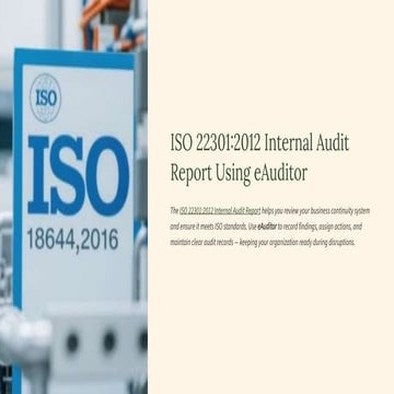 ISO 223012012 Internal Audit Report with eAuditor Audits and ...