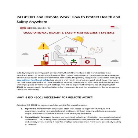 ISO 45001 and Remote Work: How to Protect Health and Safety Anywhere | PDF