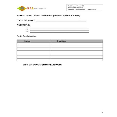ISO 45001 audit tool
