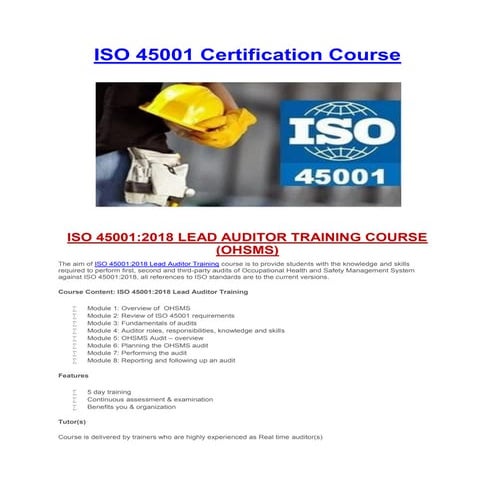 ISO 45001 Lead Auditor Course