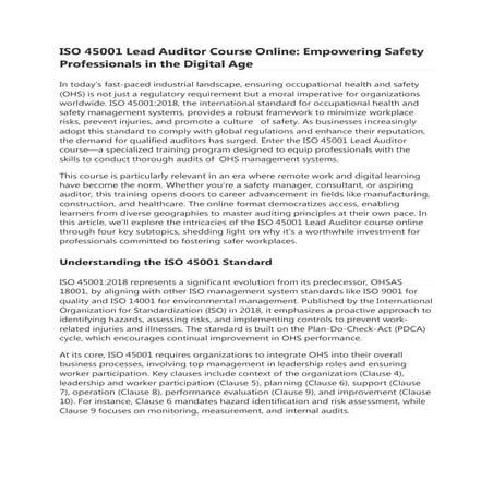 ISO 45001 Lead Auditor Training Course1 | PDF