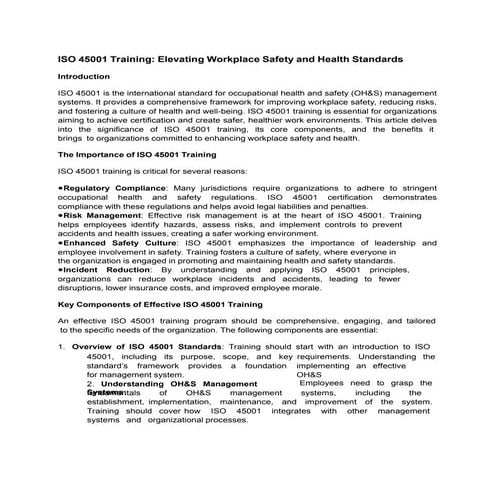 ISO 45001 Lead Auditor Training Course1 | PDF