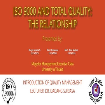 ISO 9000 AND TOTAL QUALITY MANAGEMENT: THE RELATIONSHIP