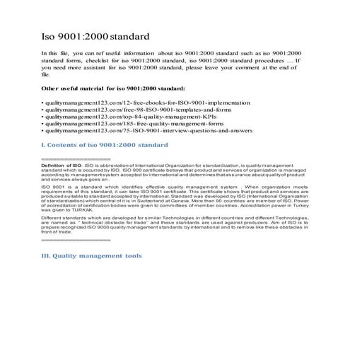 Iso 9001 2000 standard | DOCX