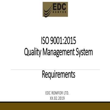 A brief Introduction to ISO 9001 2015-Quality Management System