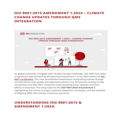 ISO 9001:2015 AMENDMENT 1:2024 – CLIMATE CHANGE UPDATES THROUGH QMS INTEGRATION