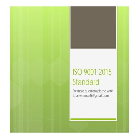 ISO 9001 2015 Quality Management System (Implementation)