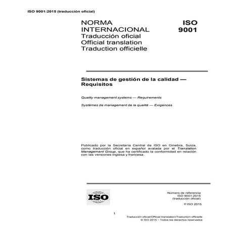 ISO1005:2018 Sistemas de gestión de la calidad — Directrices para los ...