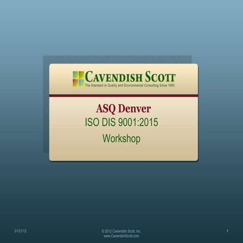 ISO 9001 2015 ASQ Workshop by Colin Gray