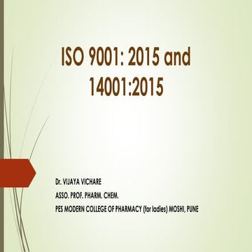ISO 9001:2015 and 14001 :2015 guidelines