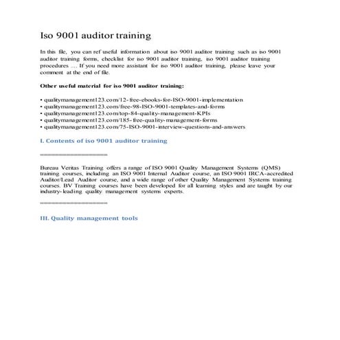 Iso 9001 procedure template