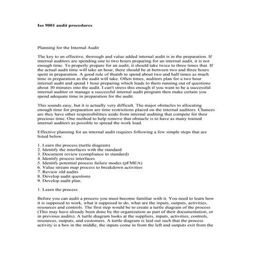Iso 9001 audit procedures