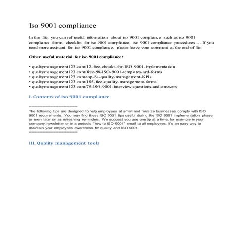Iso 9001 compliance