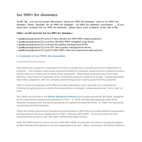 Iso 9001 for dummies