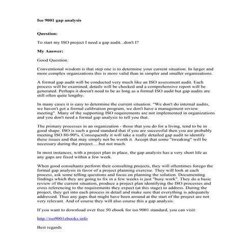 Iso 9001 gap analysis