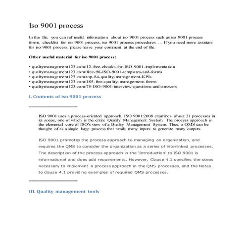Iso 9001 process | PDF
