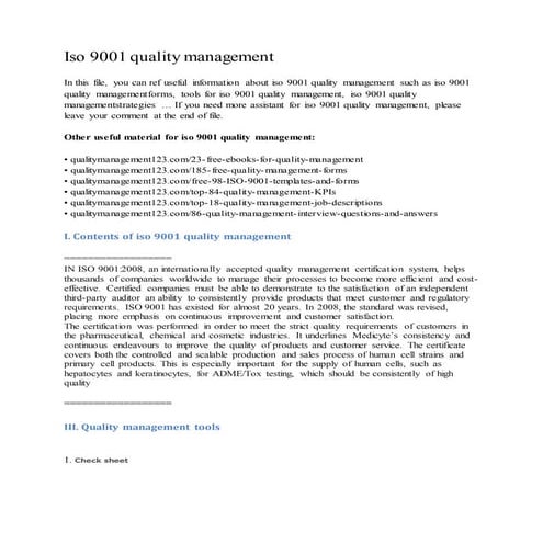 Iso 9001 quality management