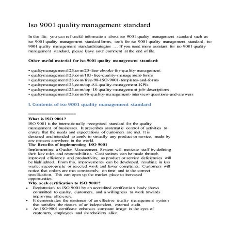 Iso 9001 quality management standard