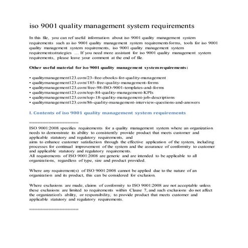 Iso 9001 quality management system requirements