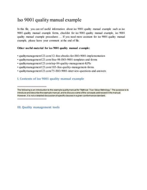 Iso 9001 quality manual example PDF Iso 9001 quality manual example PDF