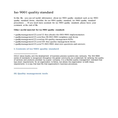 Iso 9001 quality standard