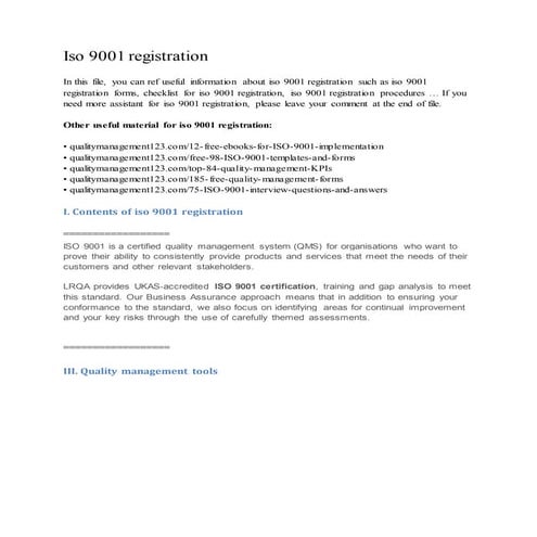 Iso 9001 registration