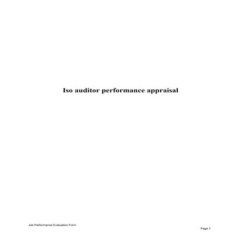 Iso auditor performance appraisal