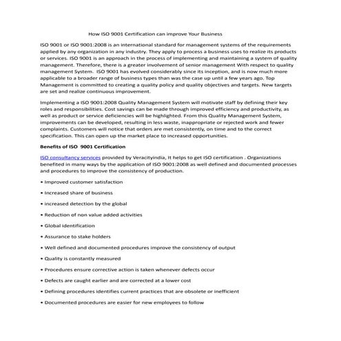 Benefits of iso 9001 | PPTX