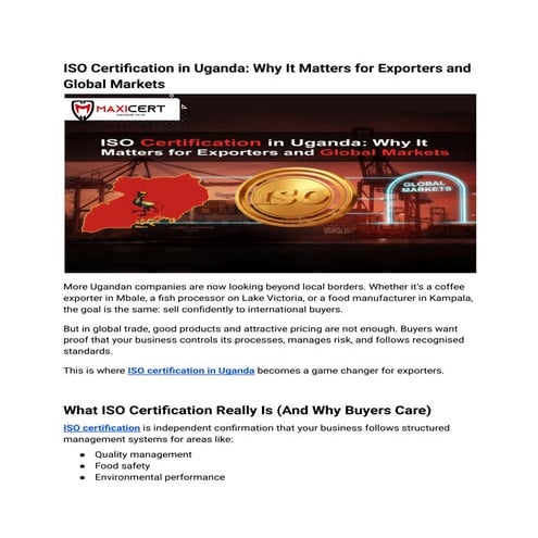 ISO Certification in Uganda Why It Matters for Exporters and Global ...