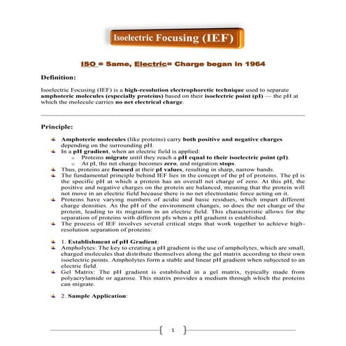 Isoelectric Focusing Technique for Biotechnology Sem-2