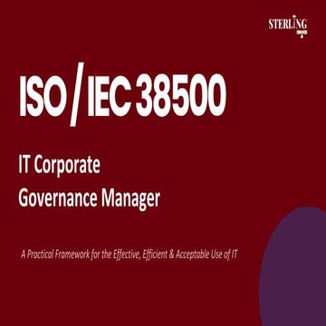 ISO IEC 38500 IT Corporate Governance Manager Guide | PDF