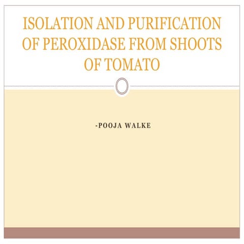 Isolation and purification of peroxidase from shoots of tomato