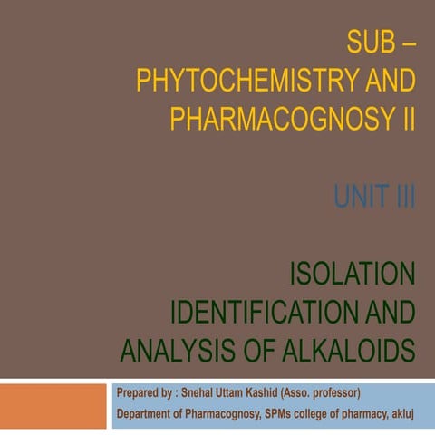 ISOLATION IDENTIFICATION of alkaloids atropine and quinine.pptx