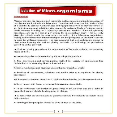 Isolation of Microorganisms for B.Sc. Biotechnology & Botany Sem-3