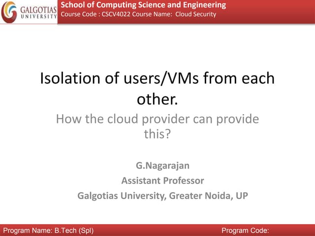 Isolation of vm