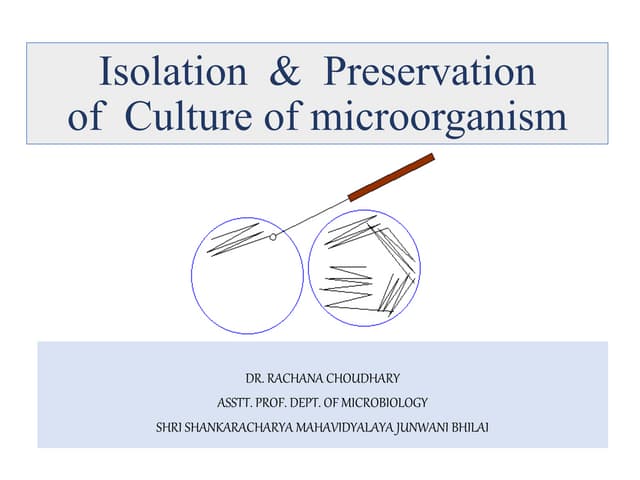 Isolation & preservation of  culture of microorganism