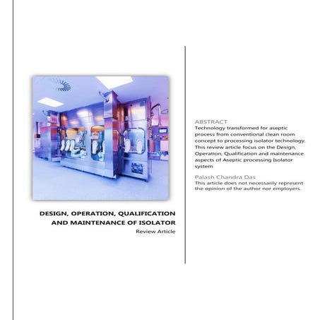 Pharmaceutical Isolator technology in aseptic processing