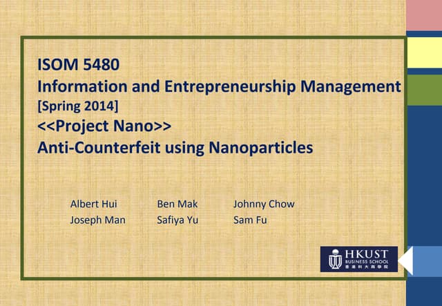 A Business Case Study of Producing Nano Particles for Anti-Counterfeit 