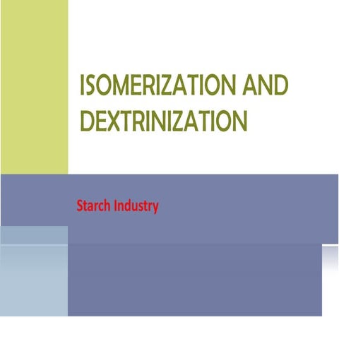 Isomerization And Dextrinization S