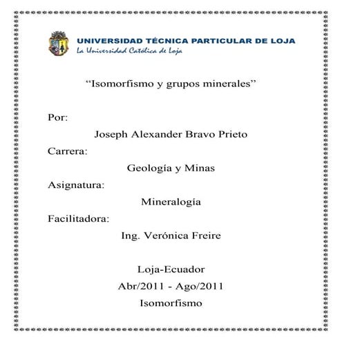 Isomorfismo y grupos minerales