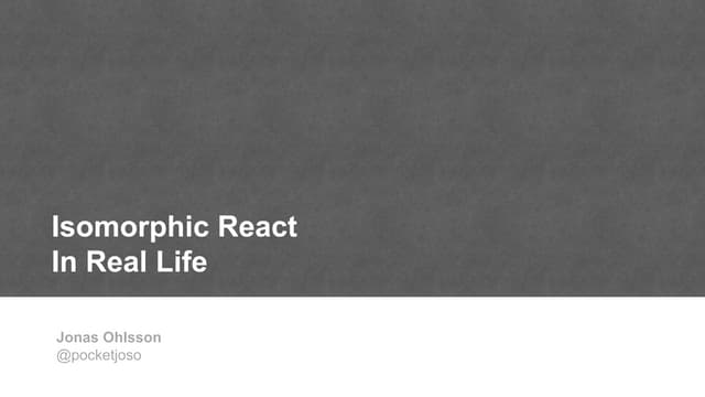 Isomorphic react in real life
