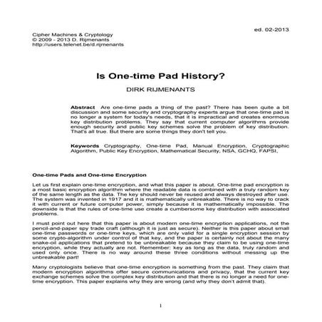 One Time Pad Journal