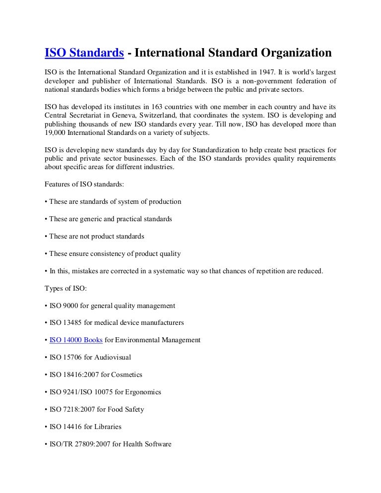 List Of International Standards Organization Iso – QXBYRY
