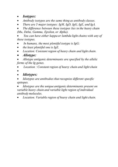 Isotypes allotypes and idiotypes