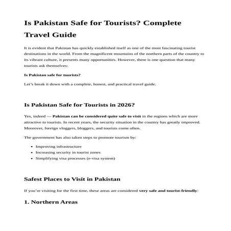 Is Pakistan Safe for Tourists in 2026? Complete Travel Guide with ...